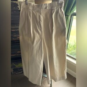 Banana Republic High Rise, Wide-leg, Pleated Cotton Cropped Trousers